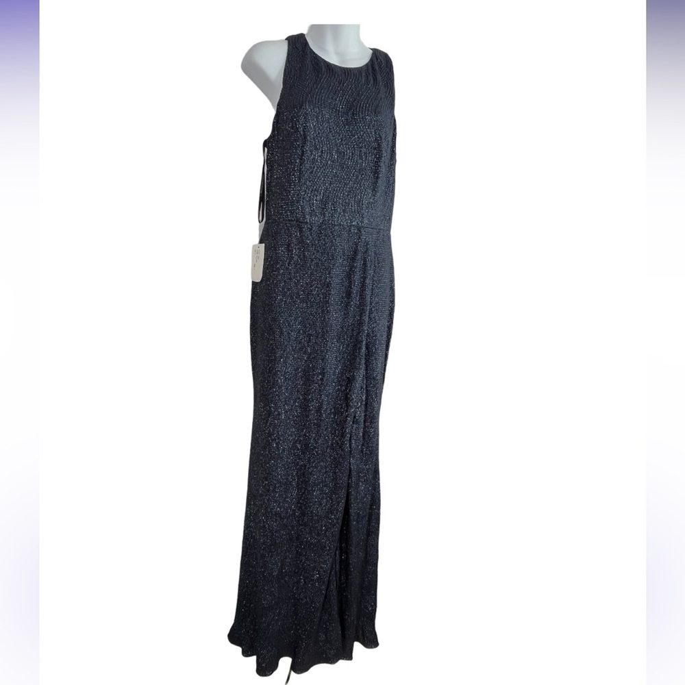 Nwt Dessy Collection 8 Vivian Diamond Metallic Textured Evening Women Blue Dress
